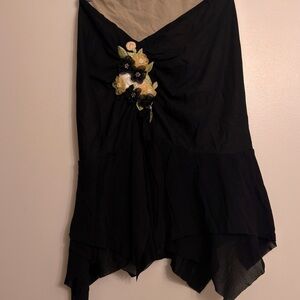 Vintage Black Floral Women's Blouse